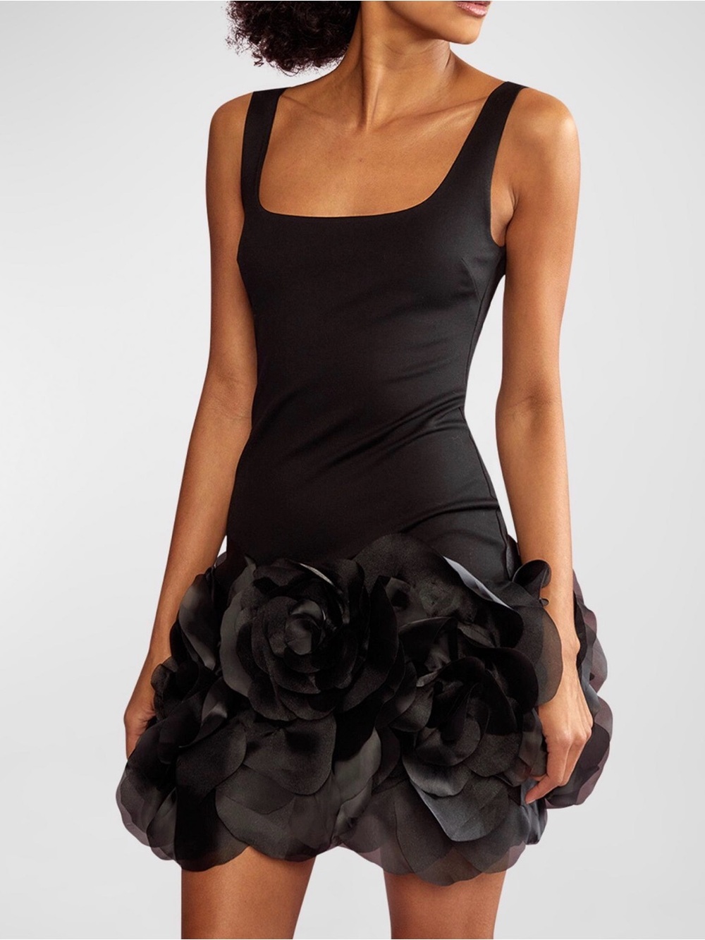 Cynthia Rowley Black Mini Dress with Oversized Rosette Skirt